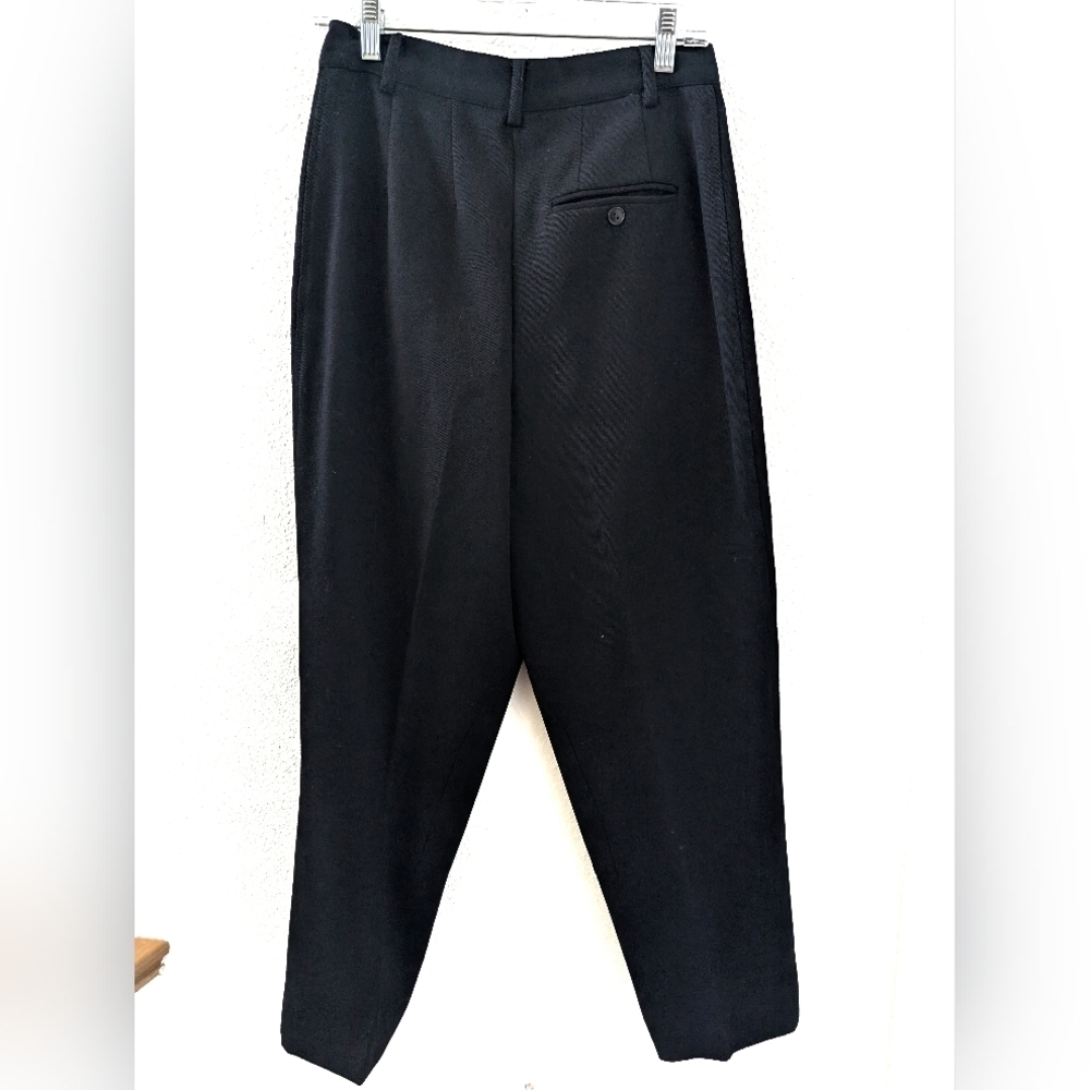 Citi By Yansi Fugel 100% Wool Pants 10 Pleated Front Trouser Tapered Leg Black - Picture 3 of 4